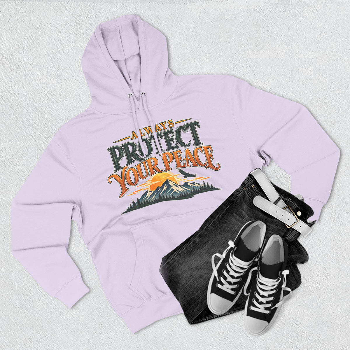 Hoodie - "Always Protect Your Peace" Mountain Graphic Fleece Hoodie