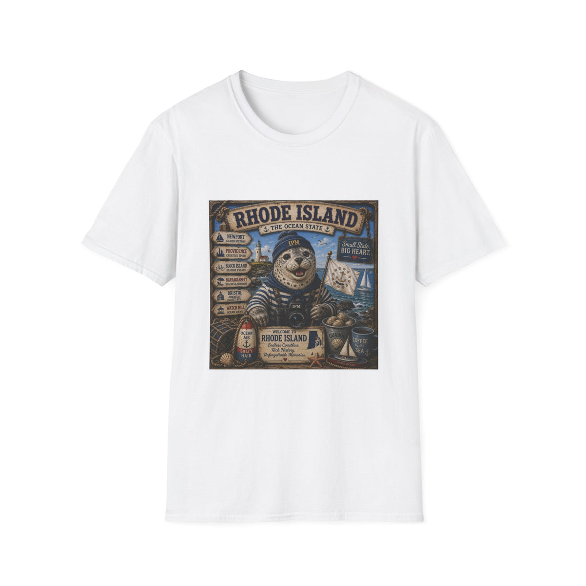Rhode Island Sealife T-Shirt — 'The Ocean State' Vintage Seal Design
