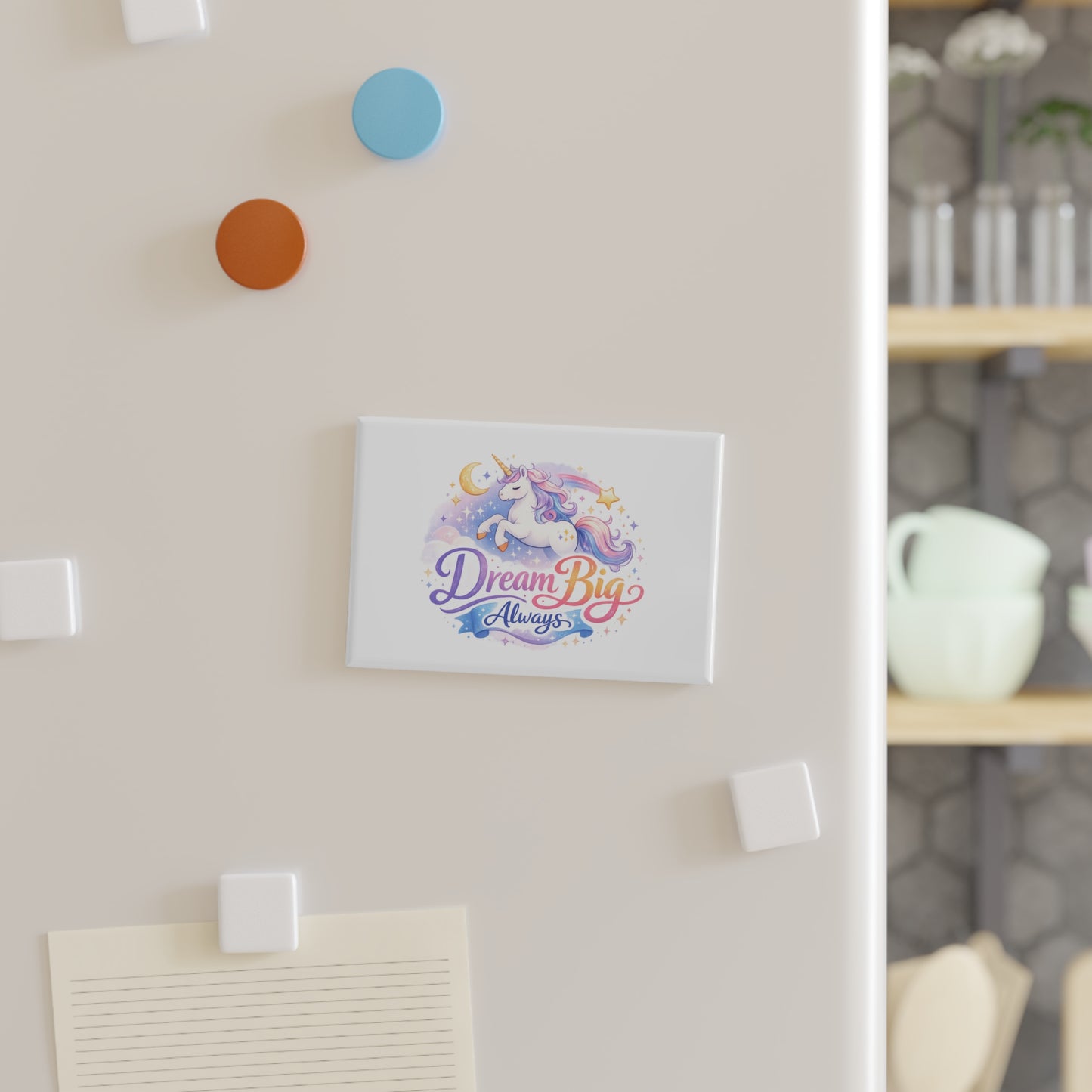 Dream Big Always Rectangle Magnet — Cute Unicorn Fridge Magnet for Kids & Gifts
