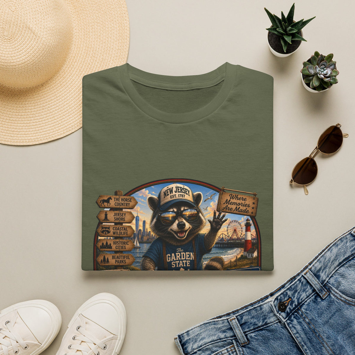 New Jersey Raccoon "Garden State" T-Shirt — Retro State Pride Tee