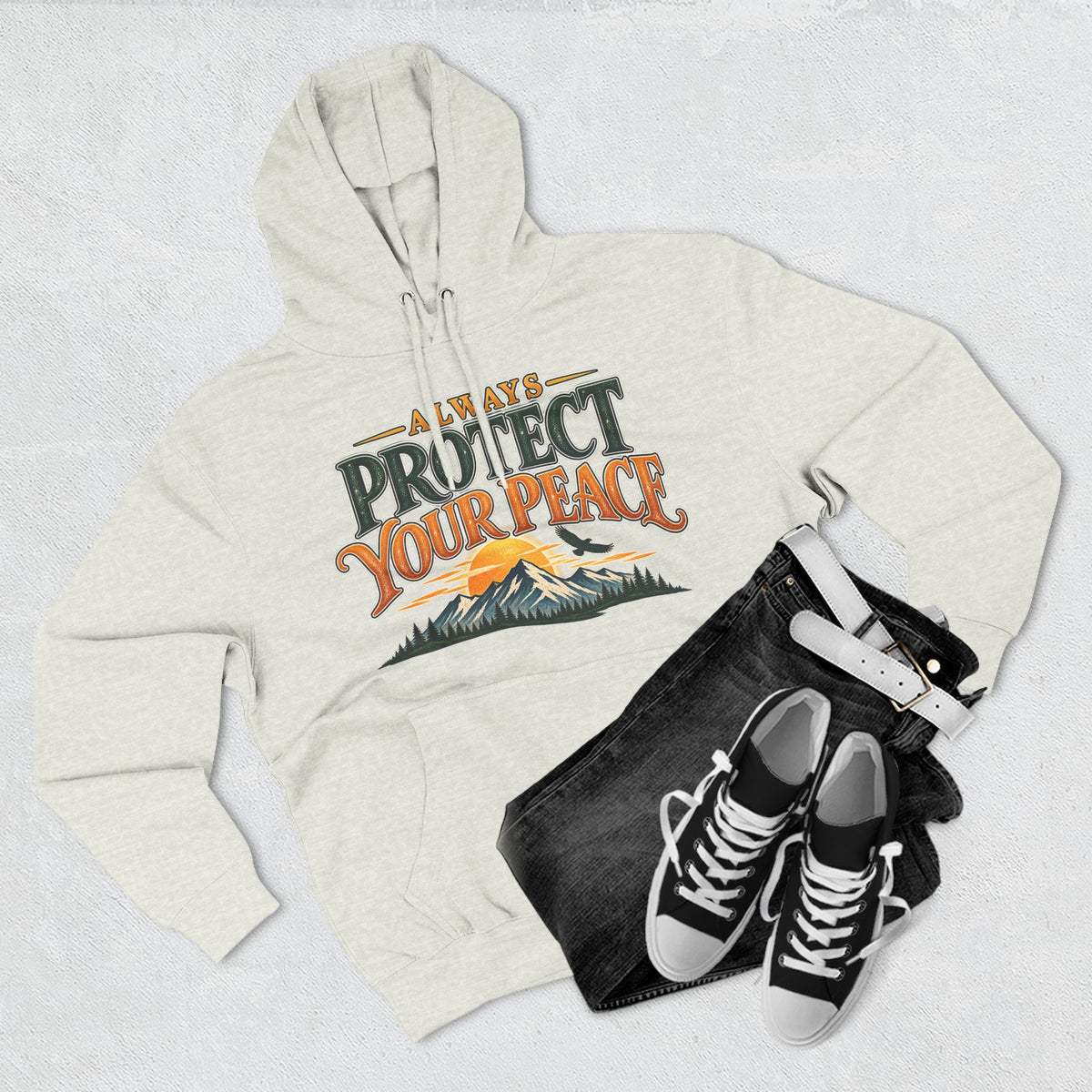Hoodie - "Always Protect Your Peace" Mountain Graphic Fleece Hoodie