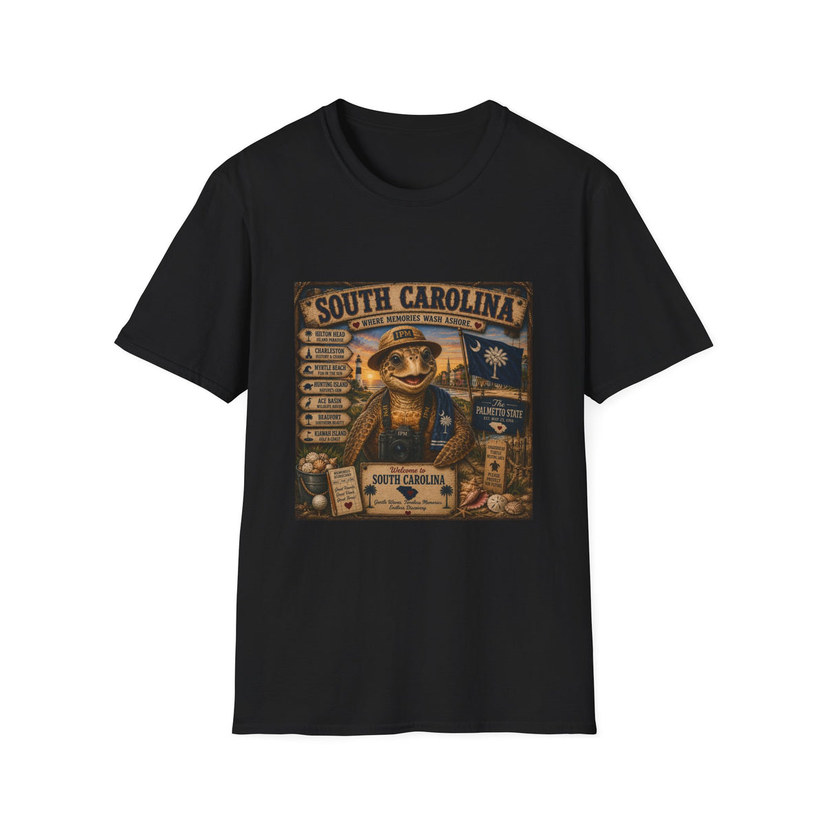 South Carolina Turtle Vintage Graphic T-Shirt — "Where Memories Wash Ashore"