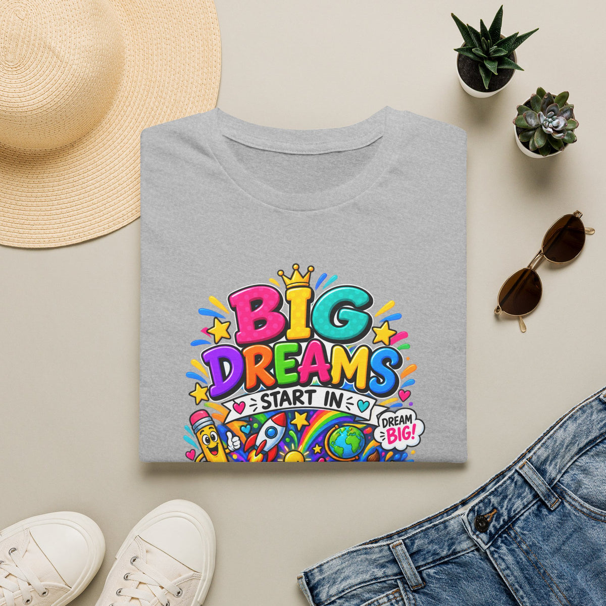 Big Dreams Start In... T-Shirt — Colorful Back-to-School 2nd Grade Tee