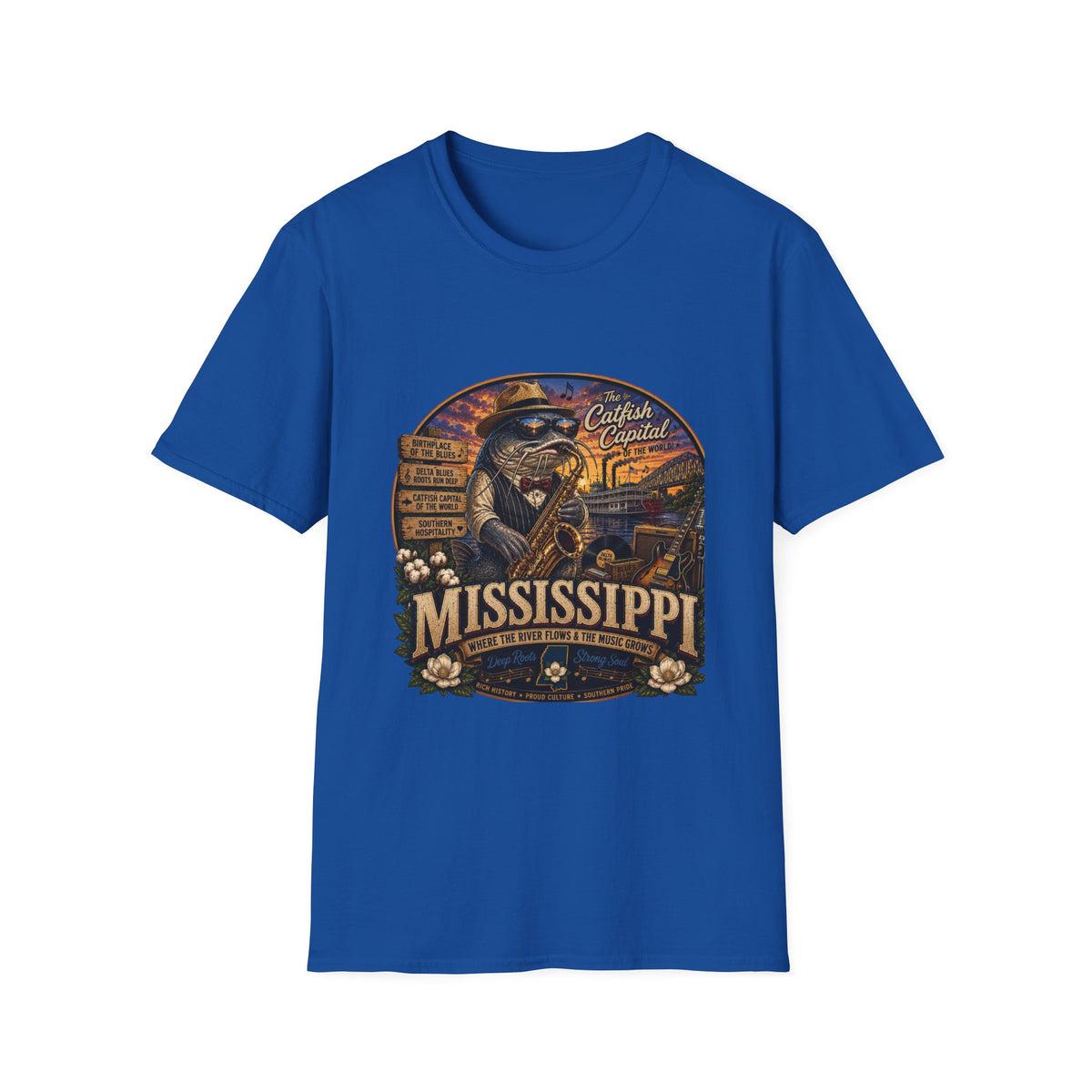 Mississippi Catfish Capital T-Shirt — Vintage Riverboat Angler Graphic