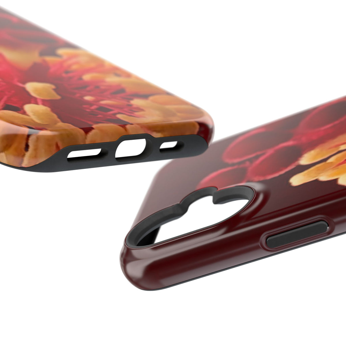 Floral Macro Phone Case — Red & Yellow Pollen Design (Magnetic Impact-Resistant)