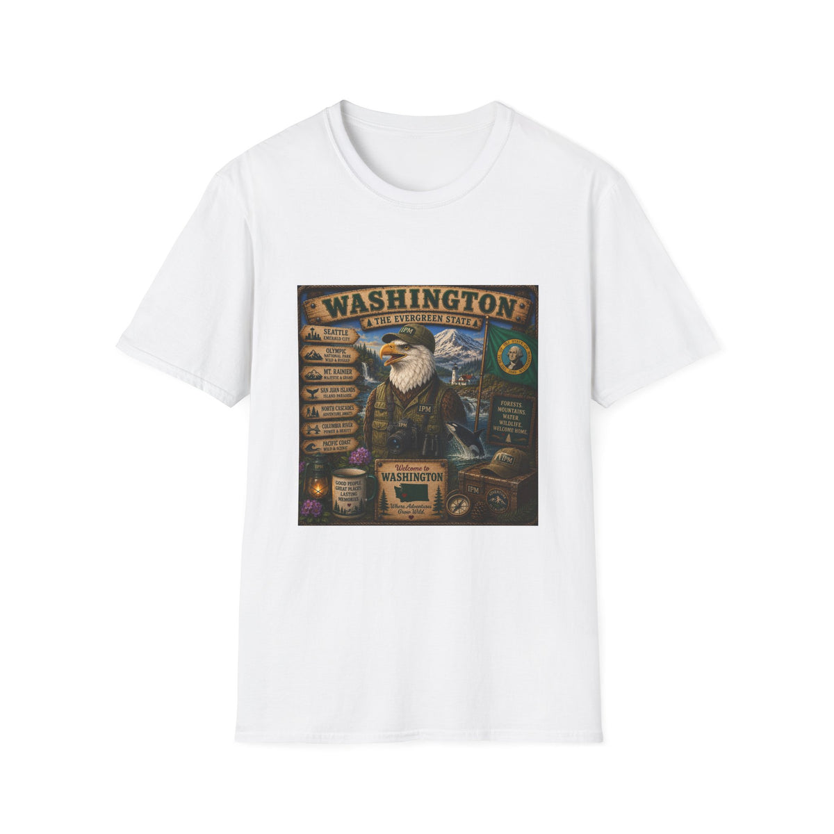 Washington State Eagle Vintage Graphic T-Shirt — The Evergreen State Souvenir