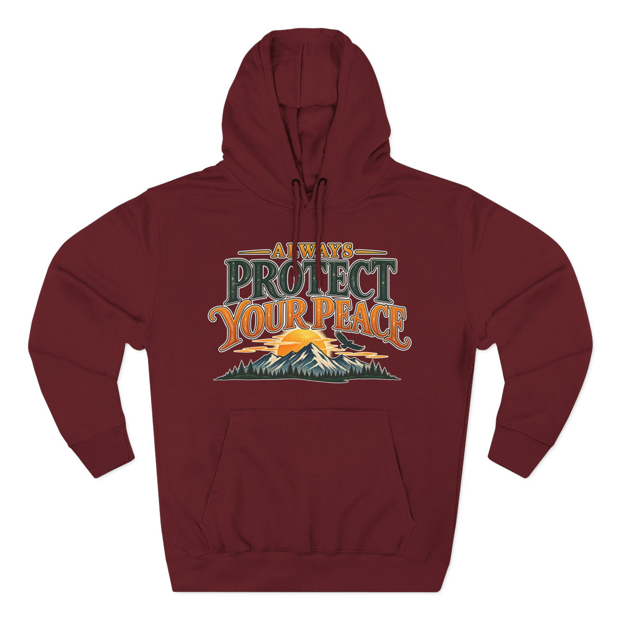 Hoodie - "Always Protect Your Peace" Mountain Graphic Fleece Hoodie