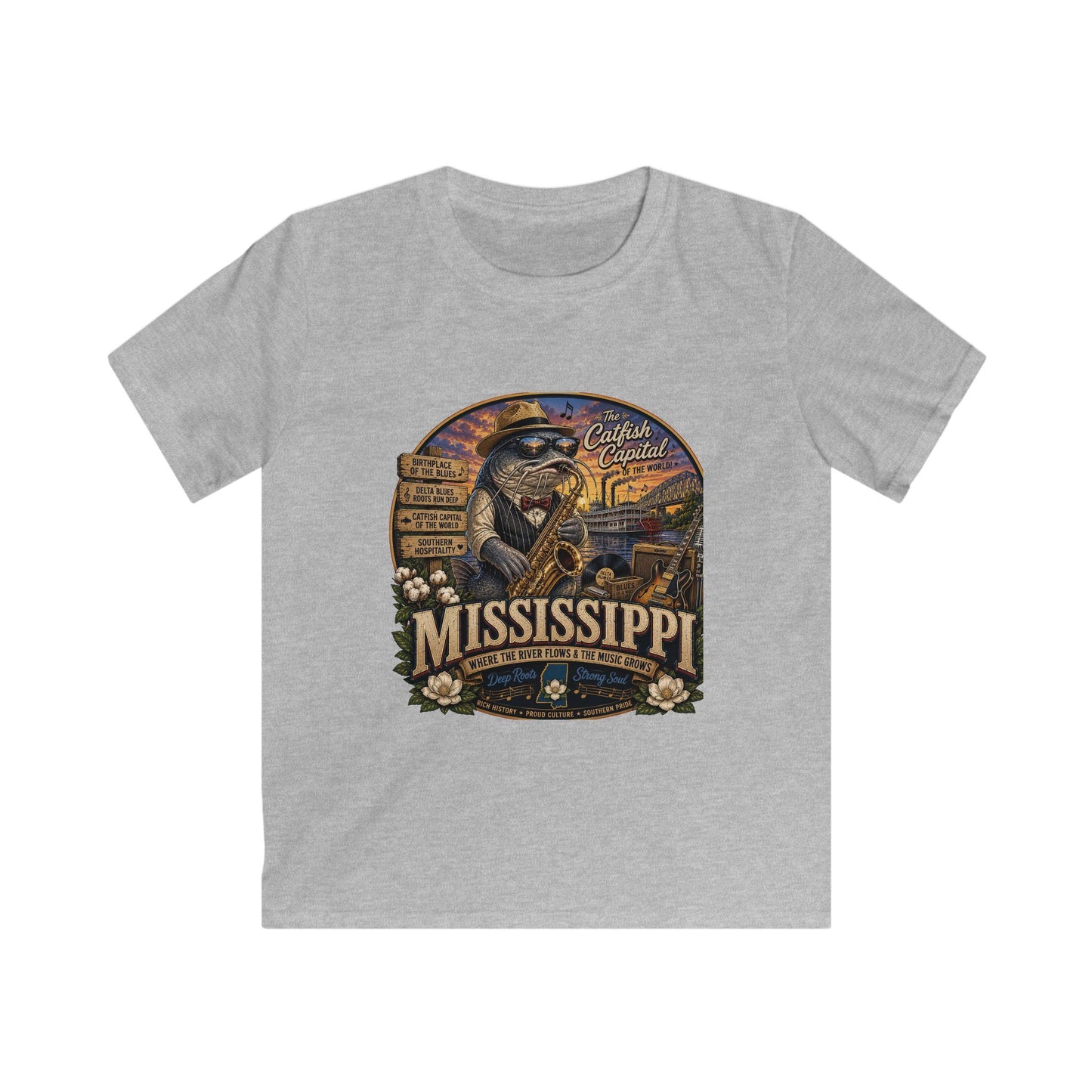 Kids Mississippi State Tee — Vintage Riverboat & Blues Design