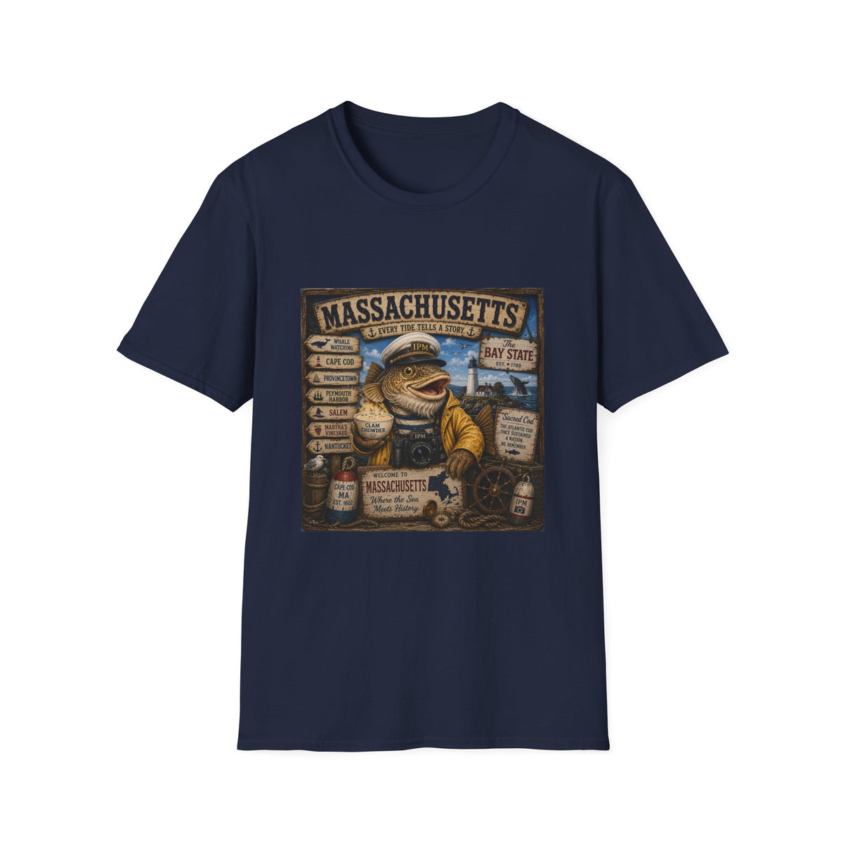 Massachusetts Fisherman T-Shirt – Vintage Cape Cod & Bay State Nautical Tee