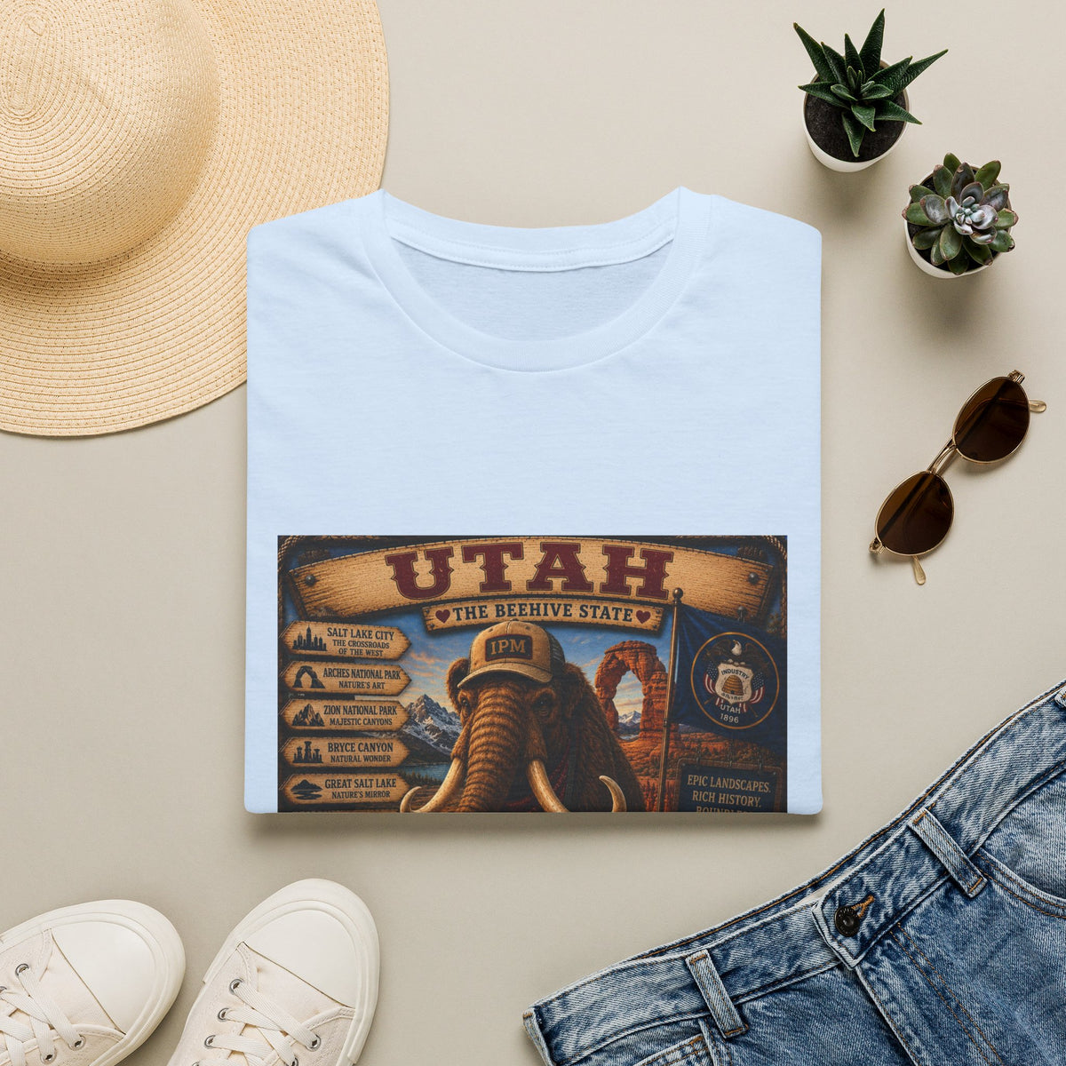 Utah The Beehive State Vintage Mammoth T-Shirt