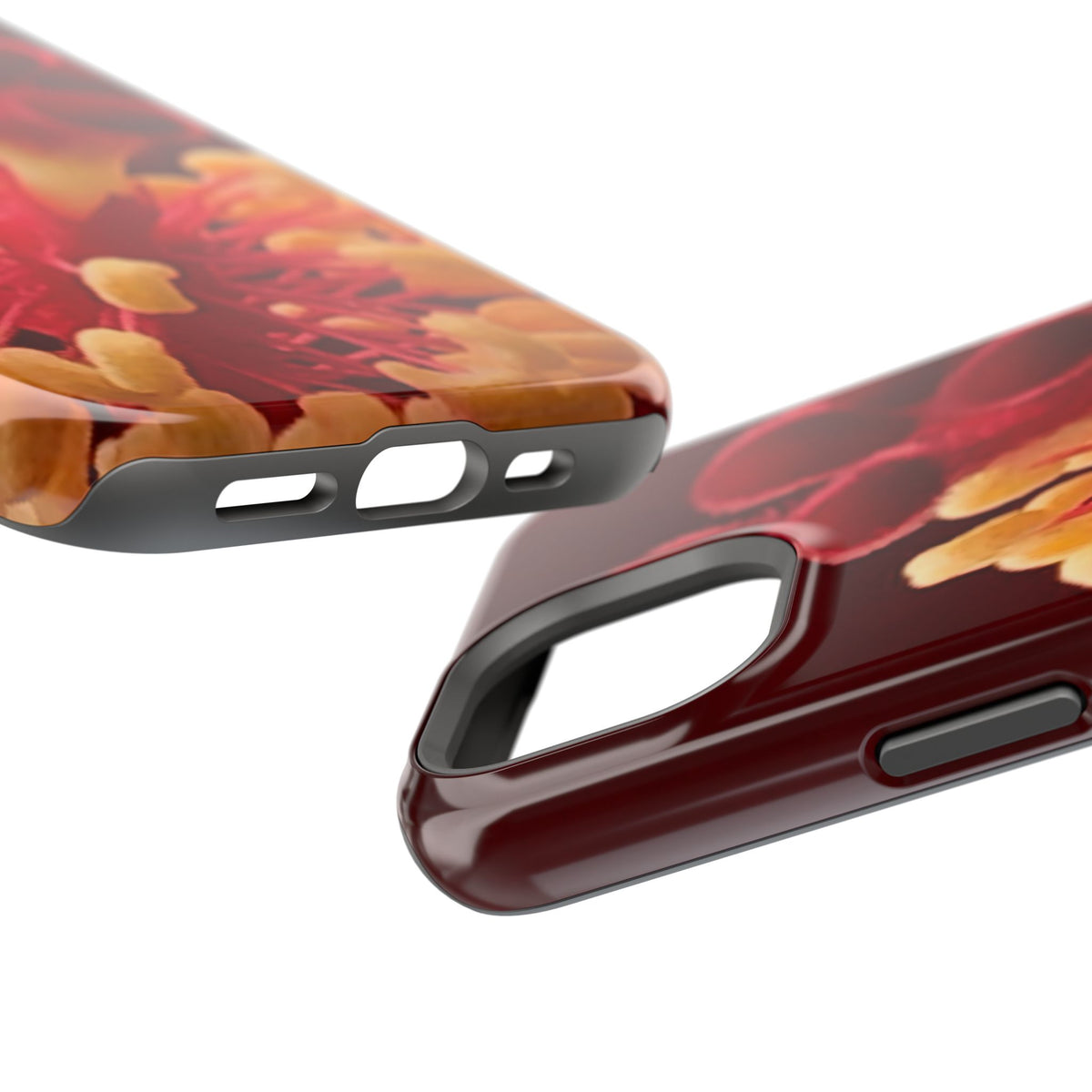 Floral Macro Phone Case — Red & Yellow Pollen Design (Magnetic Impact-Resistant)