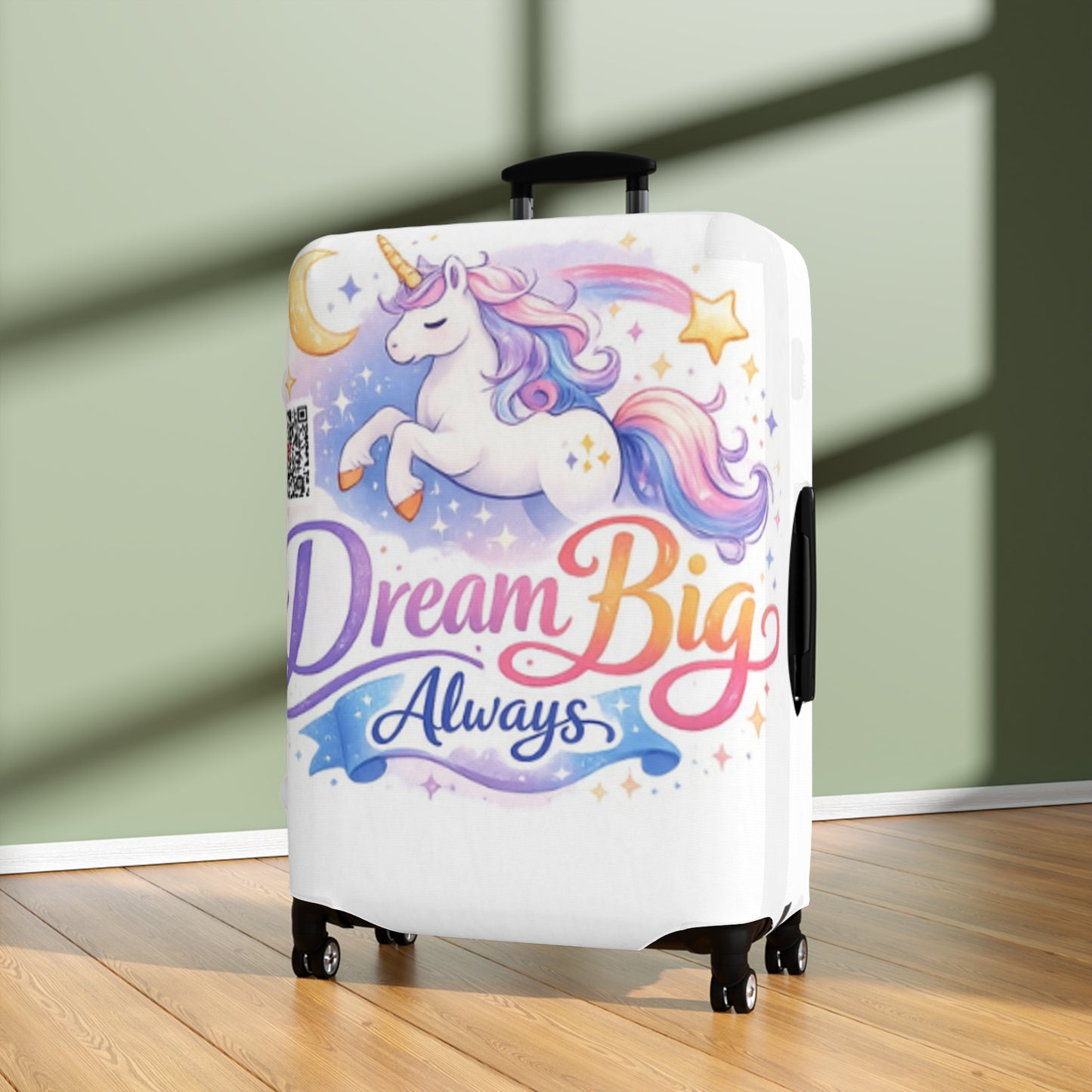 Unicorn Luggage Cover — 'Dream Big Always' Travel Protector