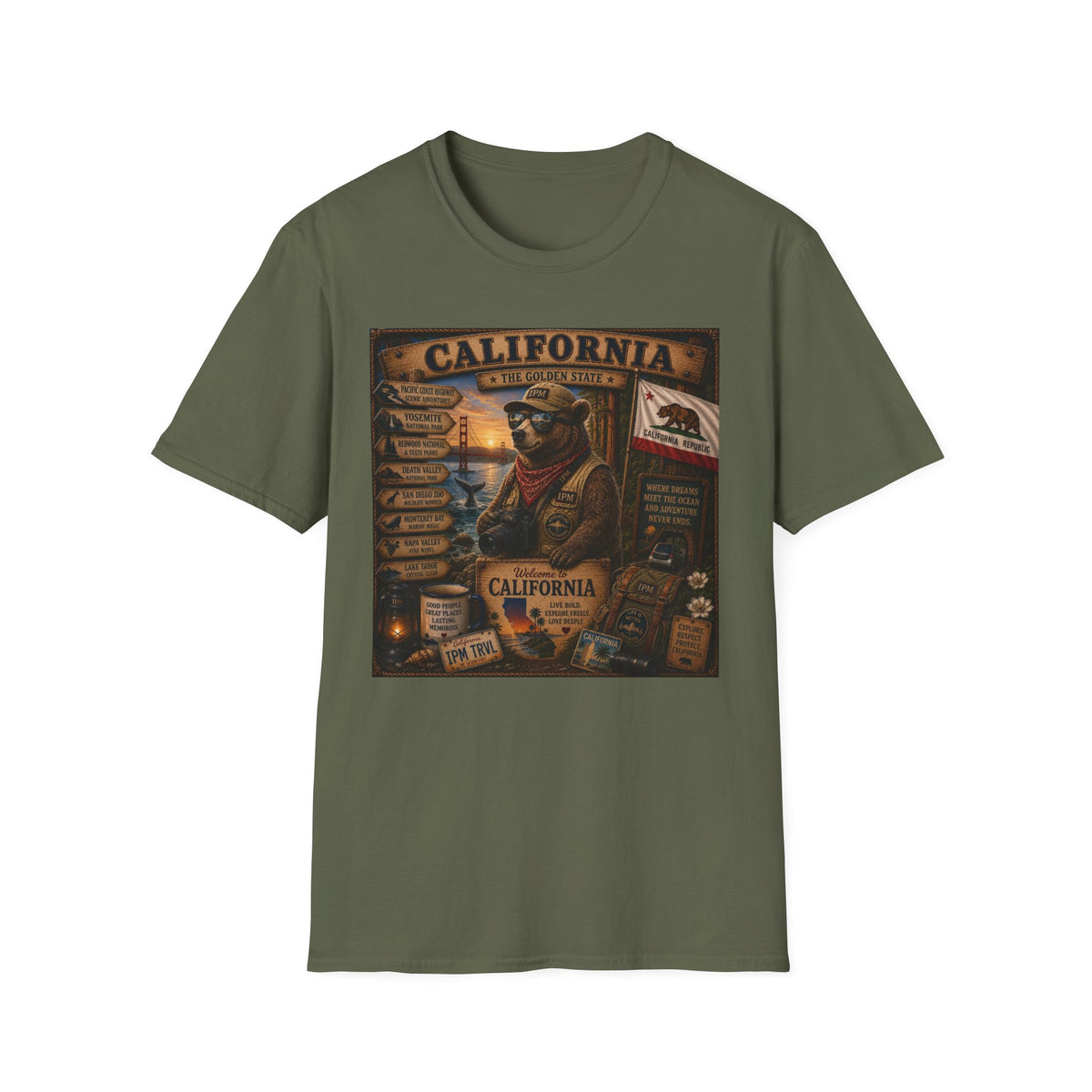 California Golden State Vintage Bear Graphic T-Shirt