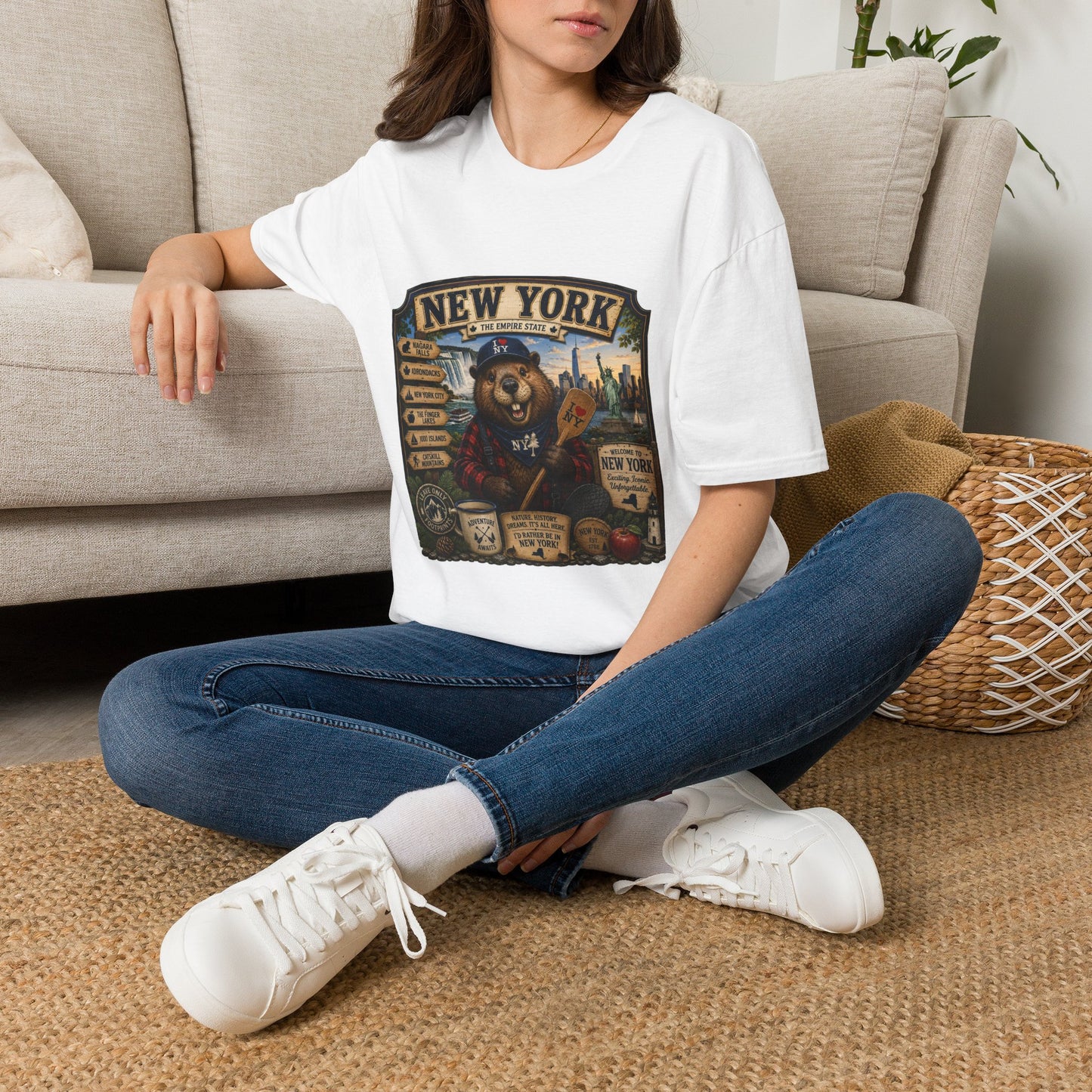 New York Bear Vintage Graphic T-Shirt — NYC Souvenir Cityscape Tee