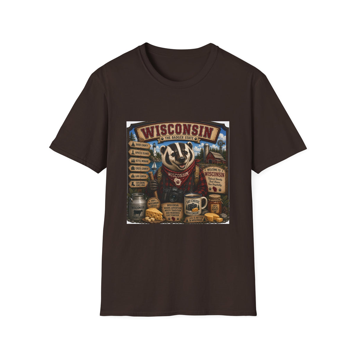 Wisconsin Badger Retro Travel T-Shirt — Vintage State Pride Tee