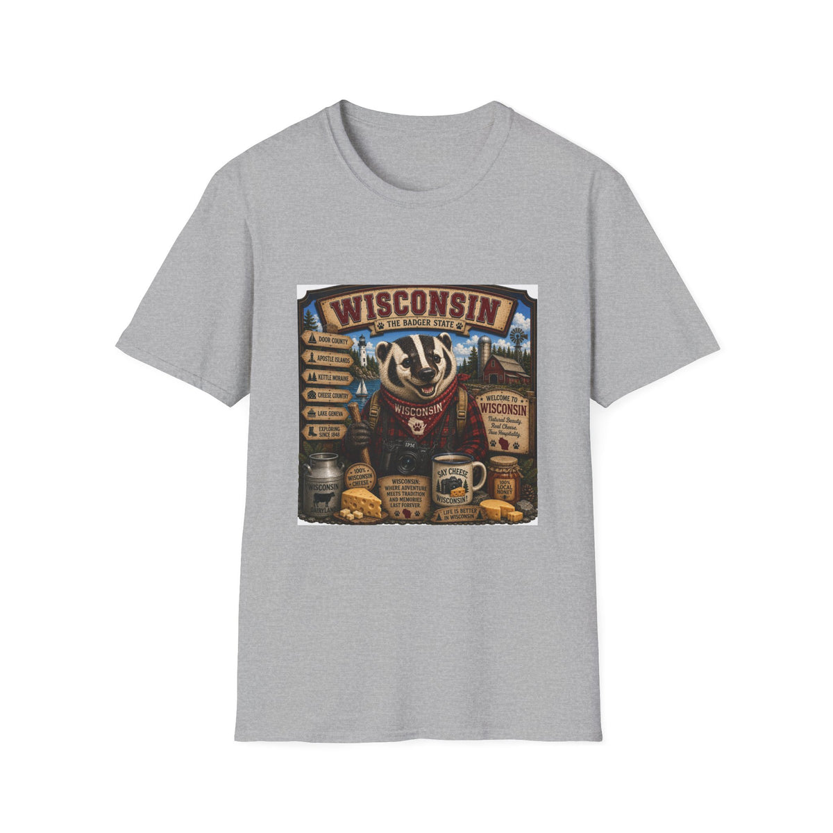 Wisconsin Badger Retro Travel T-Shirt — Vintage State Pride Tee