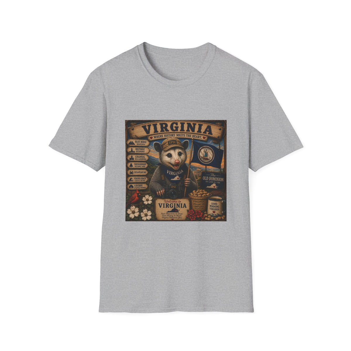 Virginia State Vintage Puppy T‑Shirt — Retro Travel Badge Design