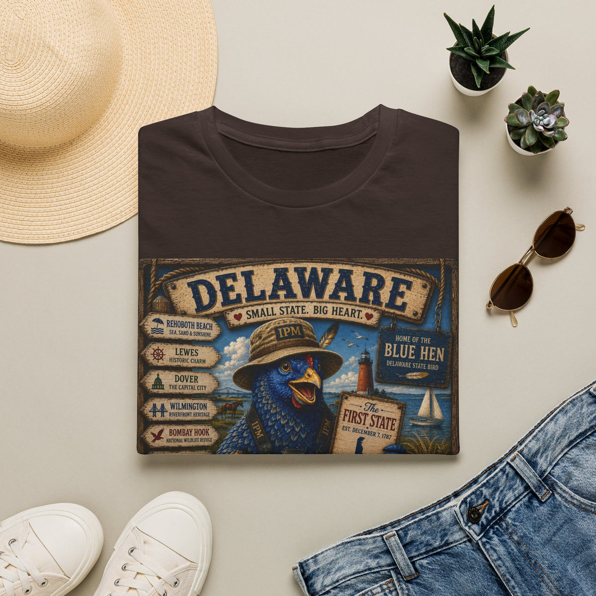 Delaware Blue Hen Vintage State Pride T-Shirt
