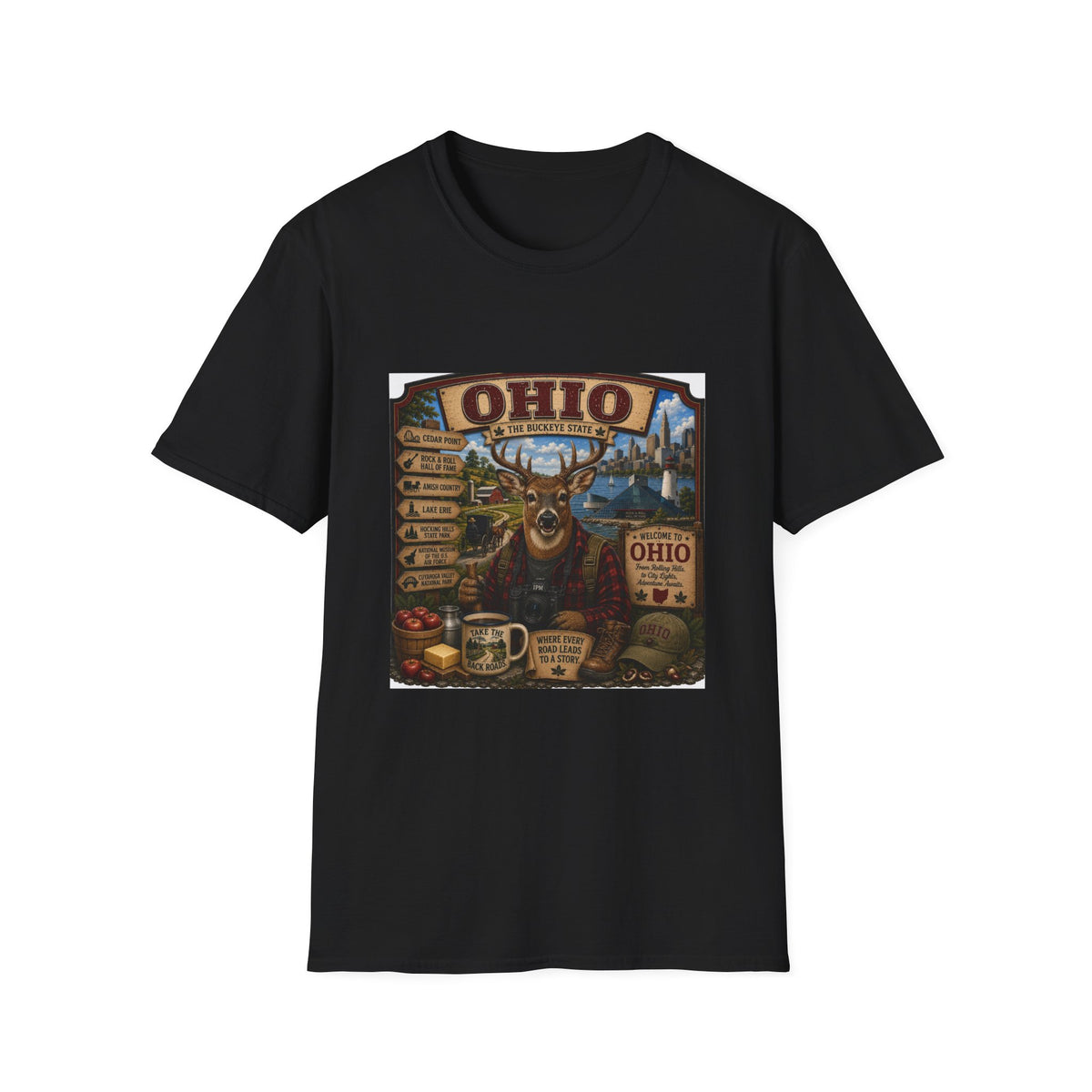 Ohio State Vintage Deer T-Shirt — Buckeye State Travel Graphic Tee
