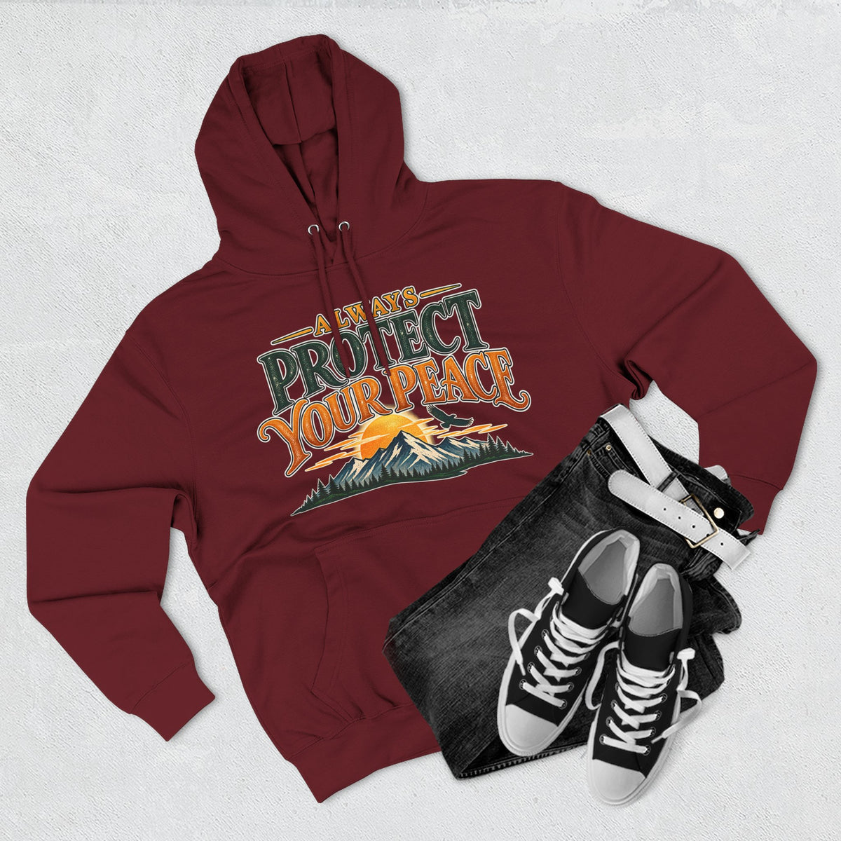 Hoodie - "Always Protect Your Peace" Mountain Graphic Fleece Hoodie