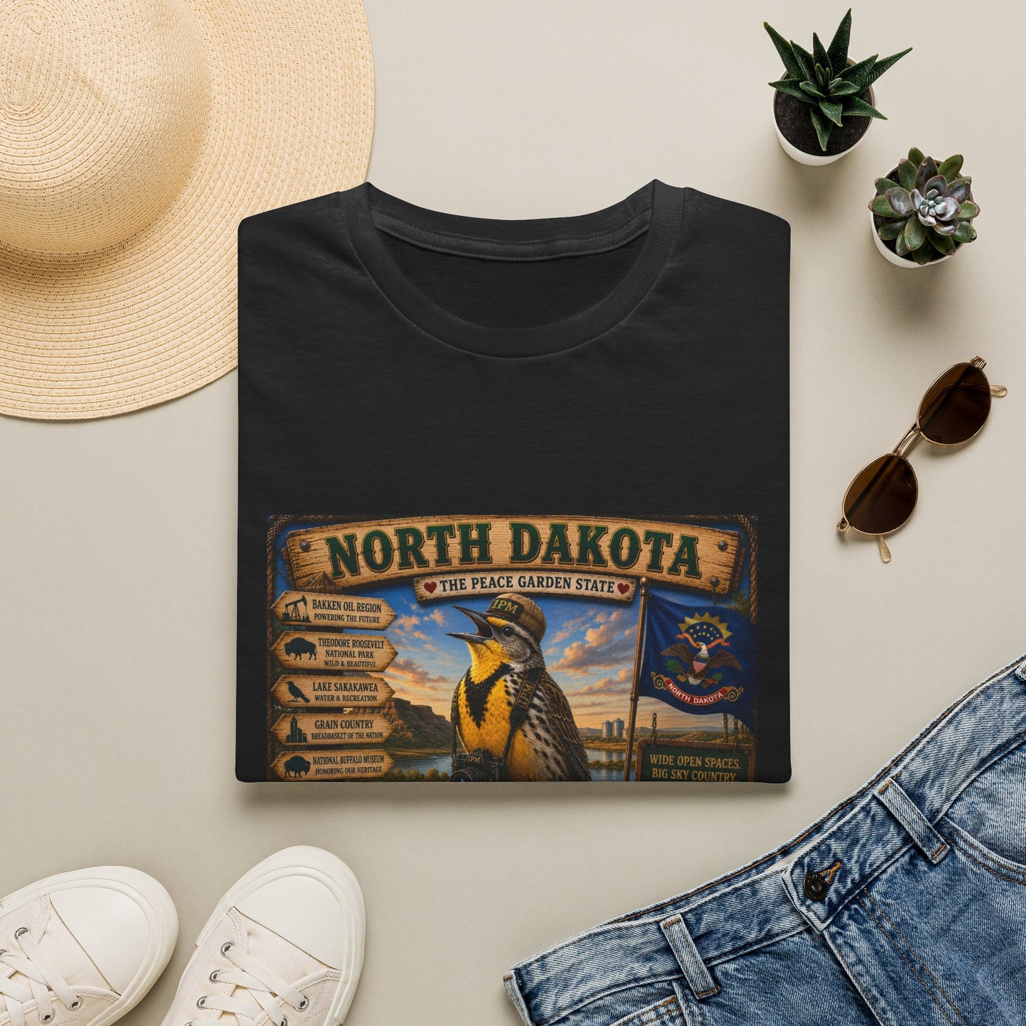 North Dakota State Pride T‑Shirt — "North Dakota: The Peace Garden State" Vintage Travel Design