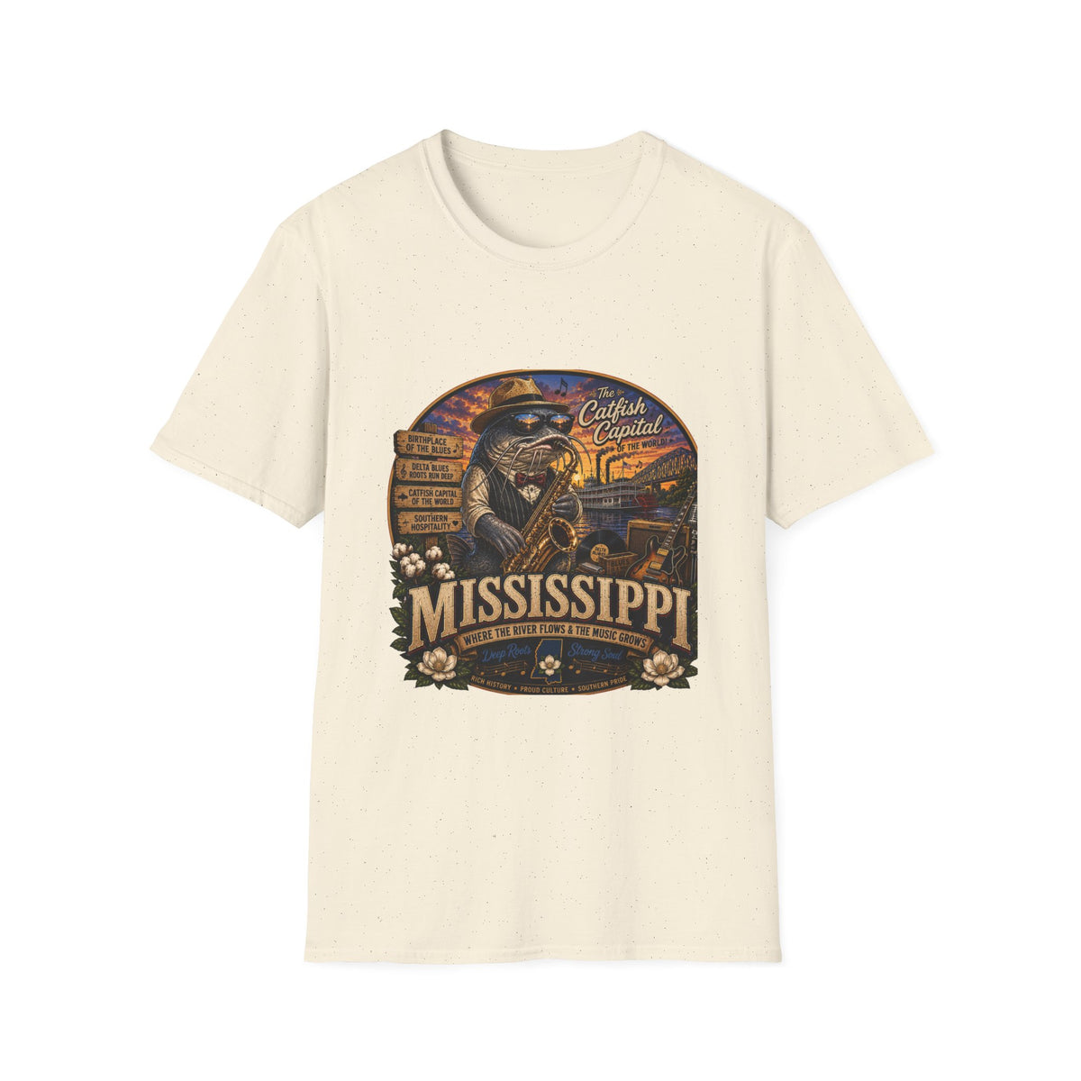 Mississippi Catfish Capital T-Shirt — Vintage Riverboat Angler Graphic