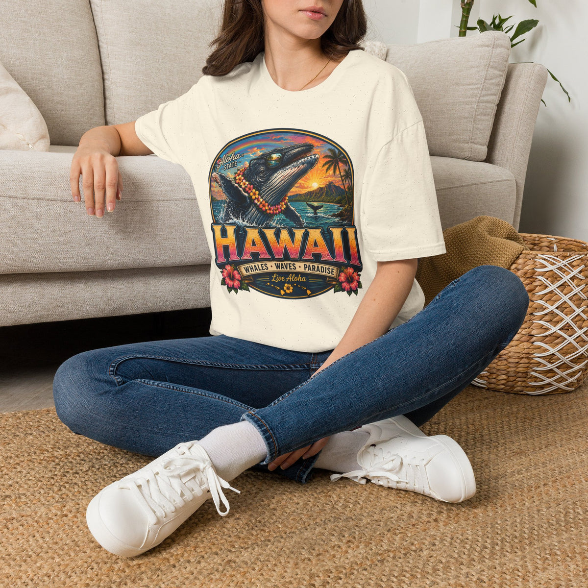 Hawaii Whale Sunset T-Shirt — Aloha Tropical Island Graphic Tee