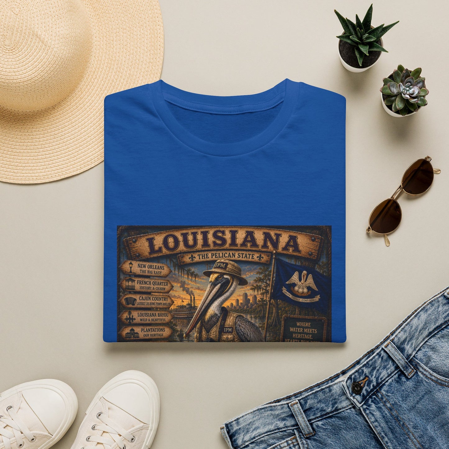 Louisiana Pelican State Vintage Poster T-Shirt — Retro Travel Souvenir