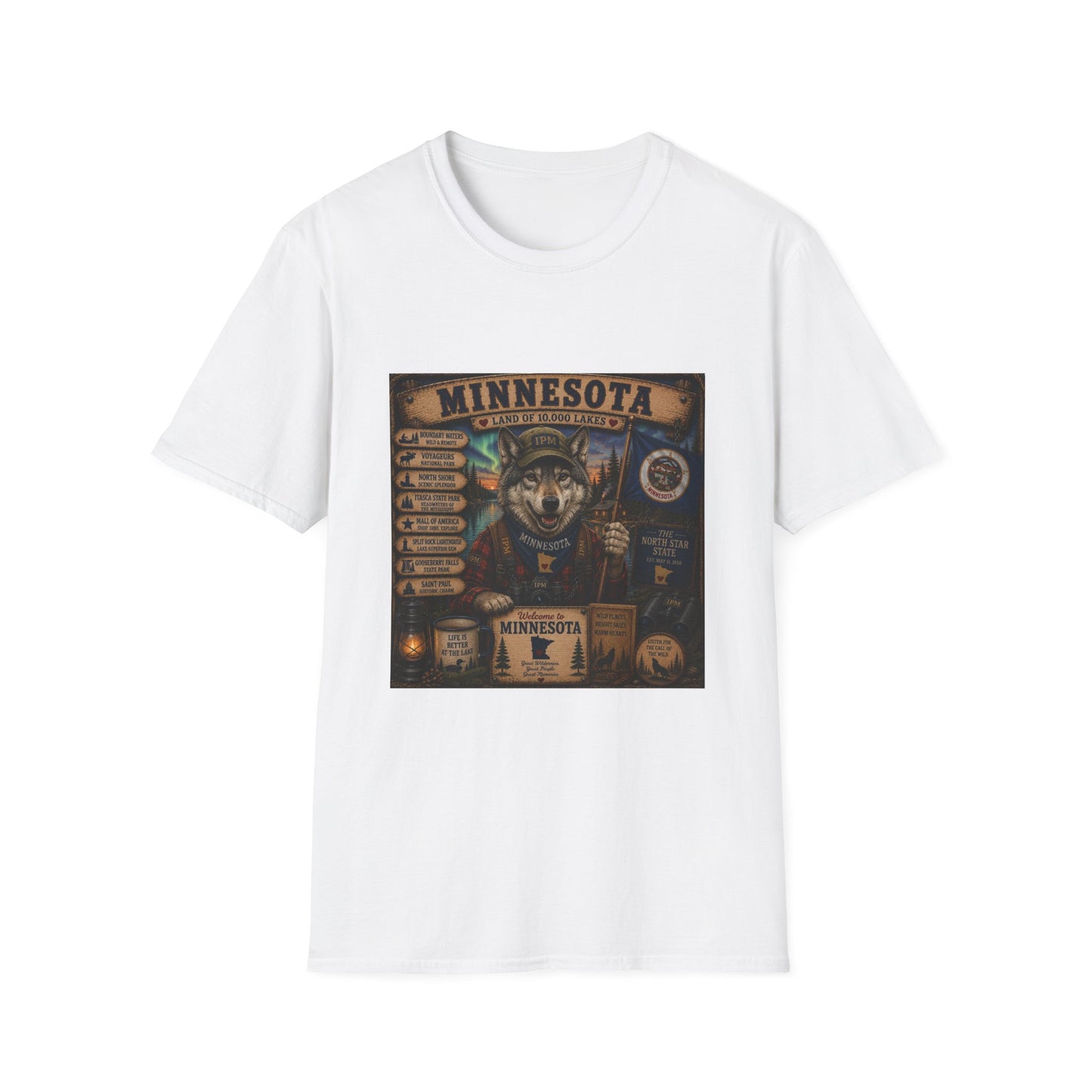 Minnesota Wolf Vintage Graphic T-Shirt – Land of 10,000 Lakes Travel Tee