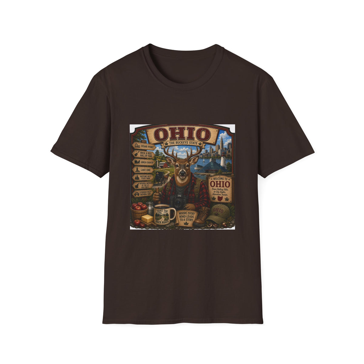 Ohio State Vintage Deer T-Shirt — Buckeye State Travel Graphic Tee