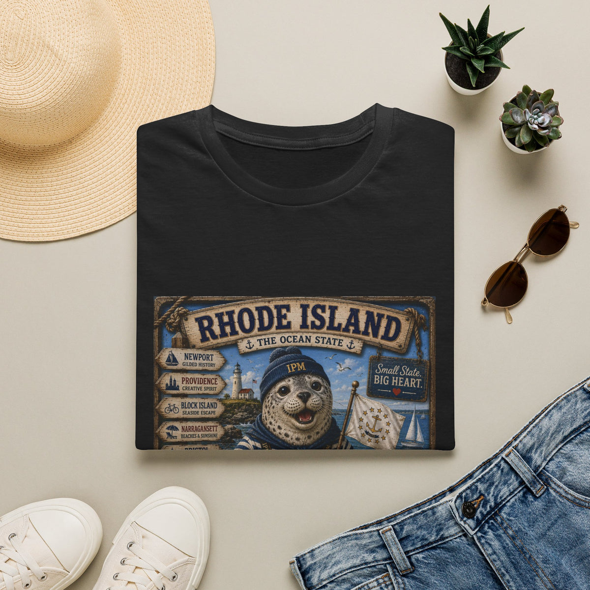 Rhode Island Sealife T-Shirt — 'The Ocean State' Vintage Seal Design
