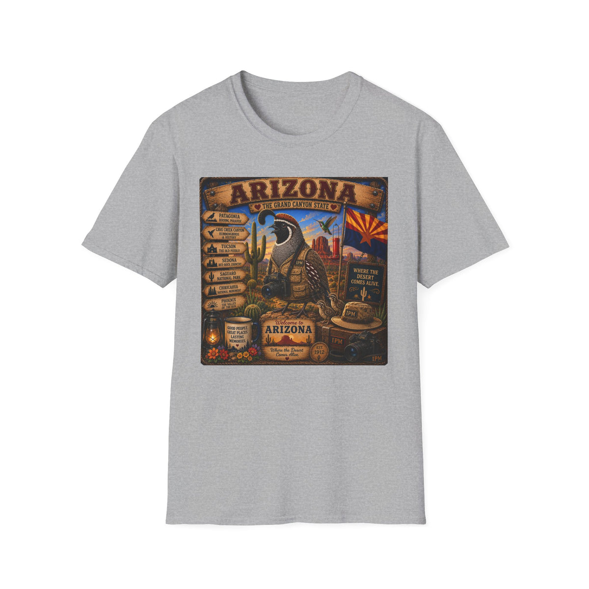 Arizona Vintage State Poster T‑Shirt — Grand Canyon Travel Tee