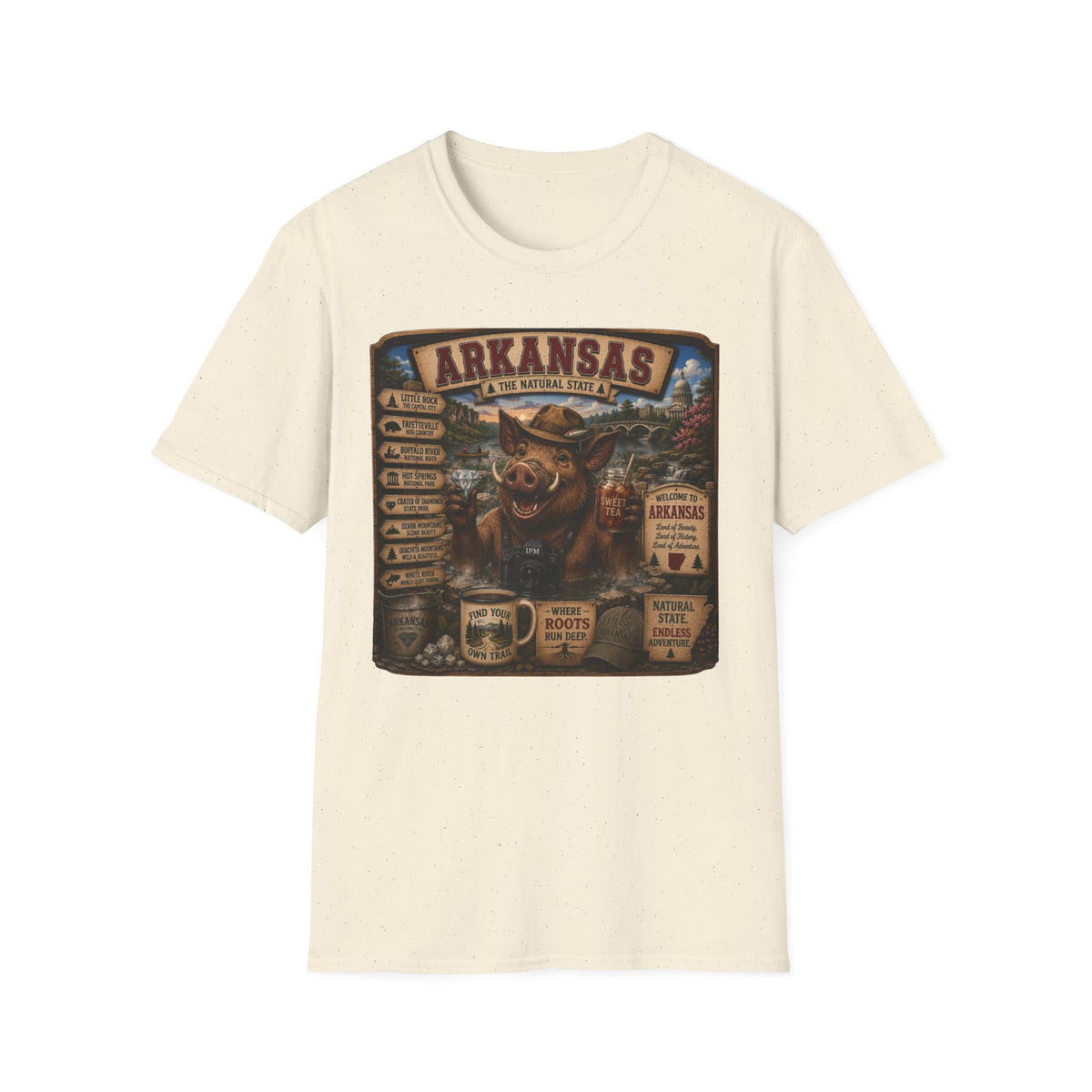 Arkansas Vintage Boar T-Shirt — State Travel Sign Souvenir