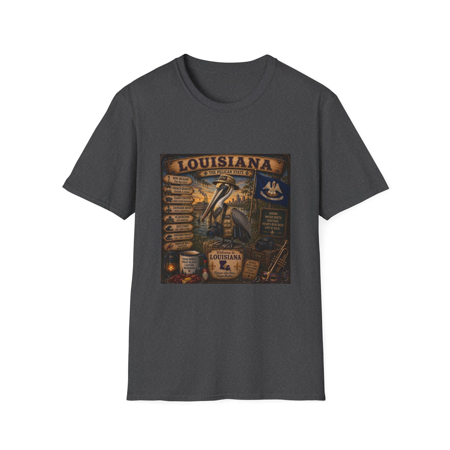 Louisiana Pelican State Vintage Poster T-Shirt — Retro Travel Souvenir
