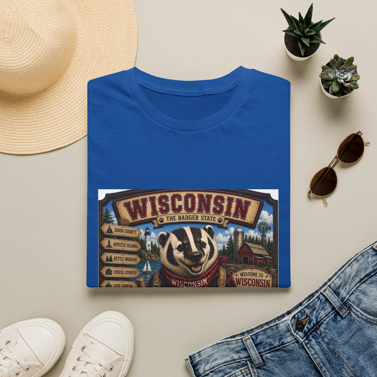 Wisconsin Badger Retro Travel T-Shirt — Vintage State Pride Tee
