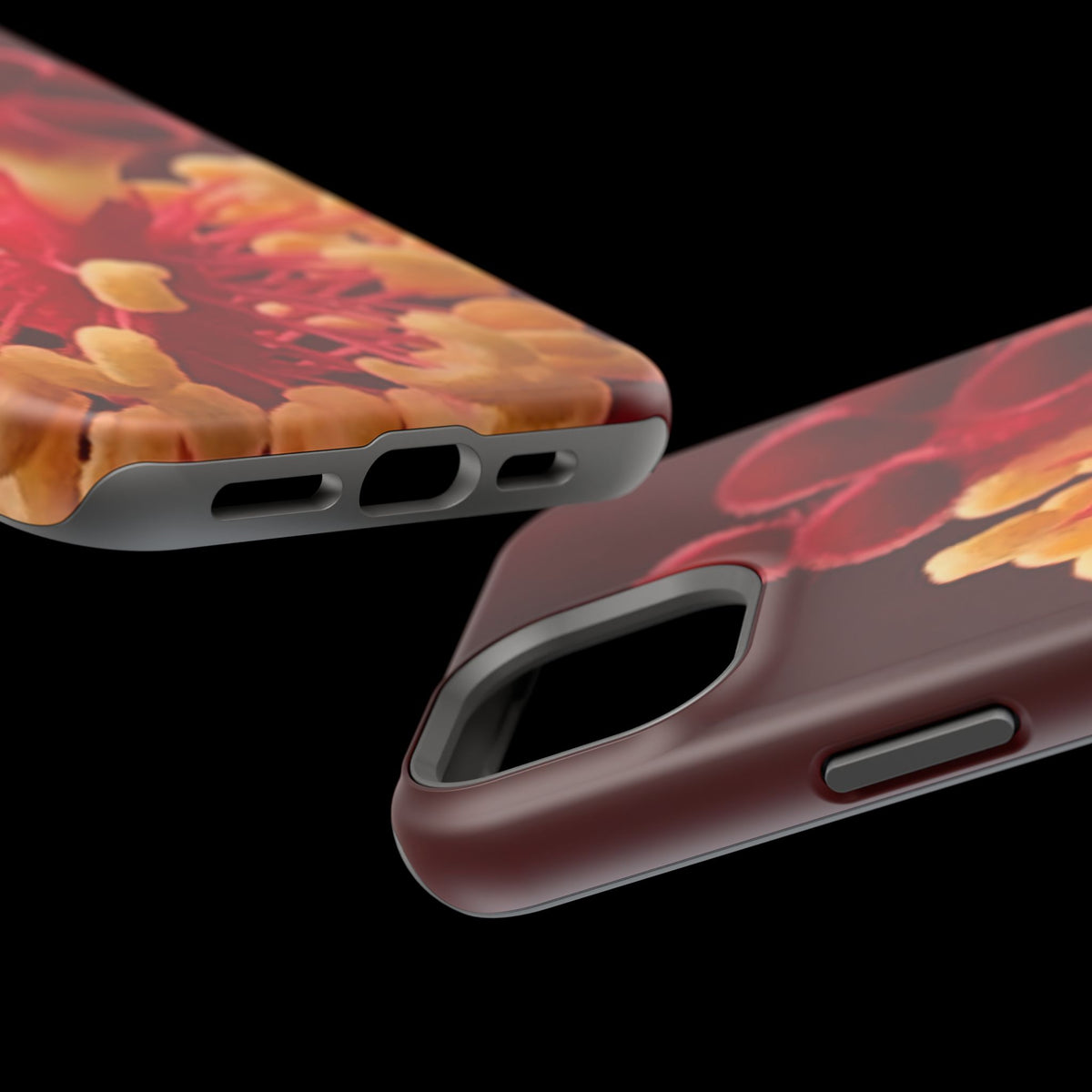 Floral Macro Phone Case — Red & Yellow Pollen Design (Magnetic Impact-Resistant)