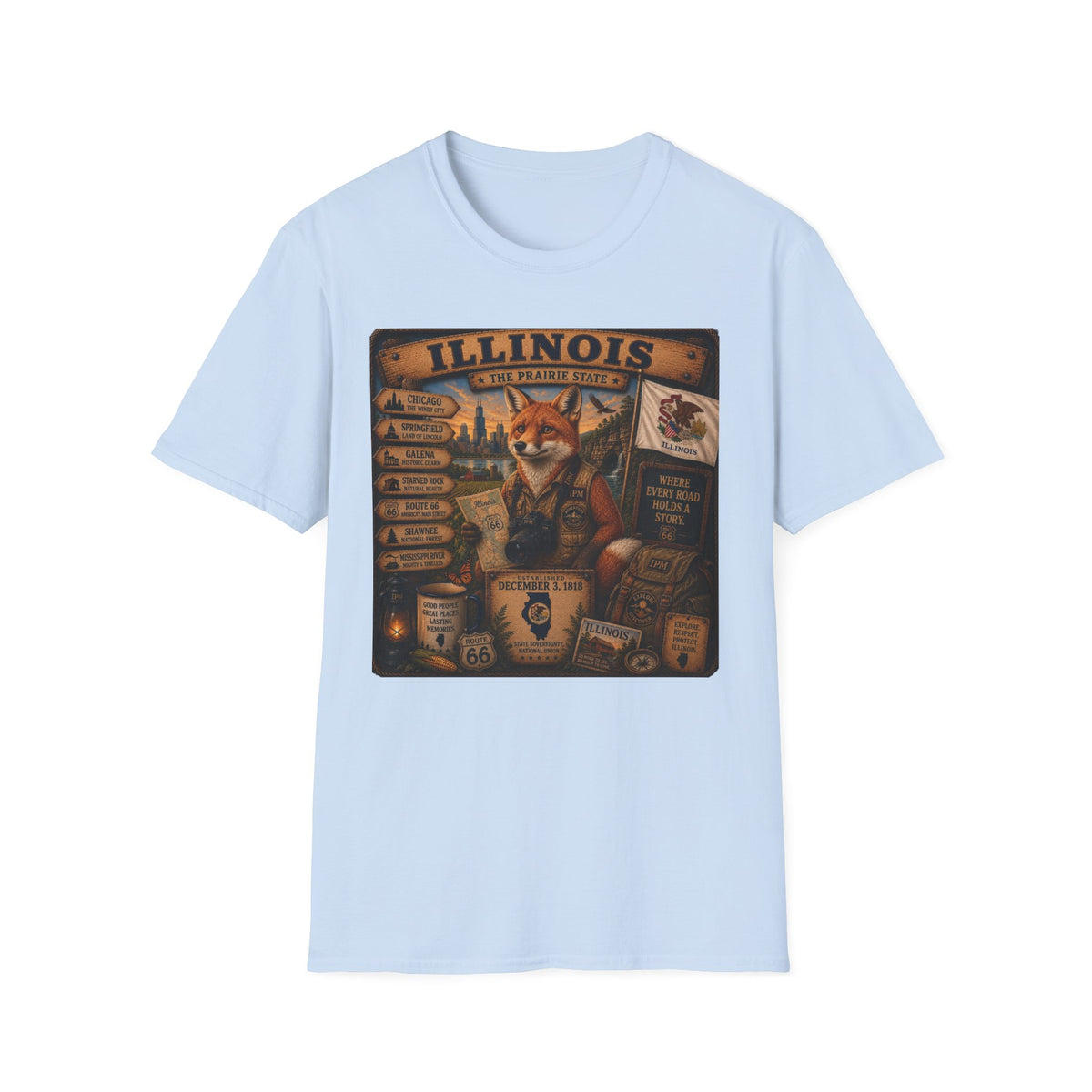 Illinois Vintage Fox Tee — The Prairie State Travel Souvenir T-Shirt