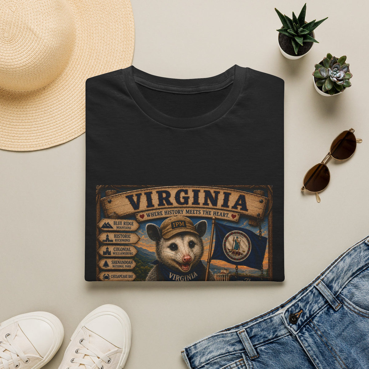Virginia State Vintage Puppy T‑Shirt — Retro Travel Badge Design