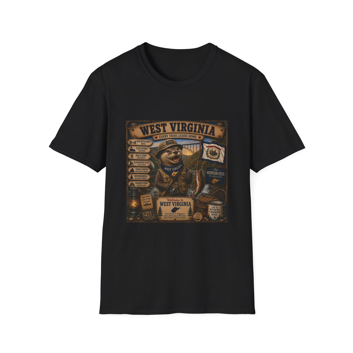 West Virginia Bear Graphic T-Shirt — State Pride Vintage Travel Tee