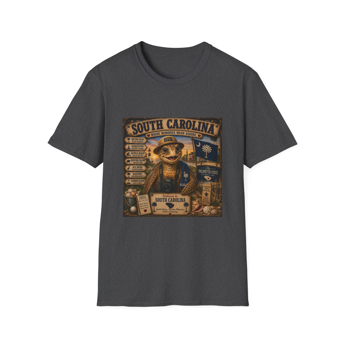 South Carolina Turtle Vintage Graphic T-Shirt — "Where Memories Wash Ashore"