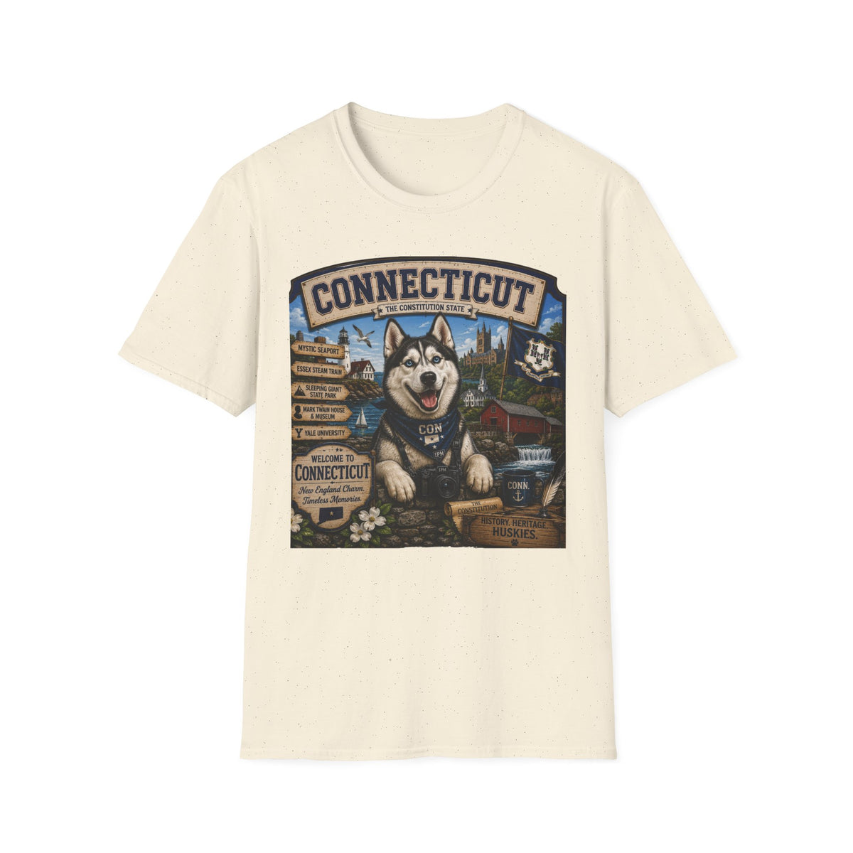 Connecticut Husky State T-Shirt — Vintage Connecticut Scenic Tee