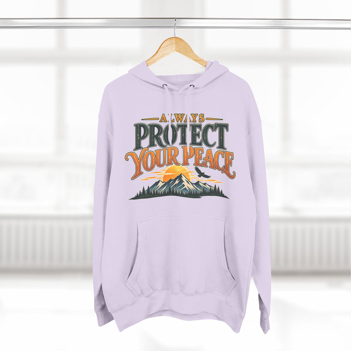 Hoodie - "Always Protect Your Peace" Mountain Graphic Fleece Hoodie