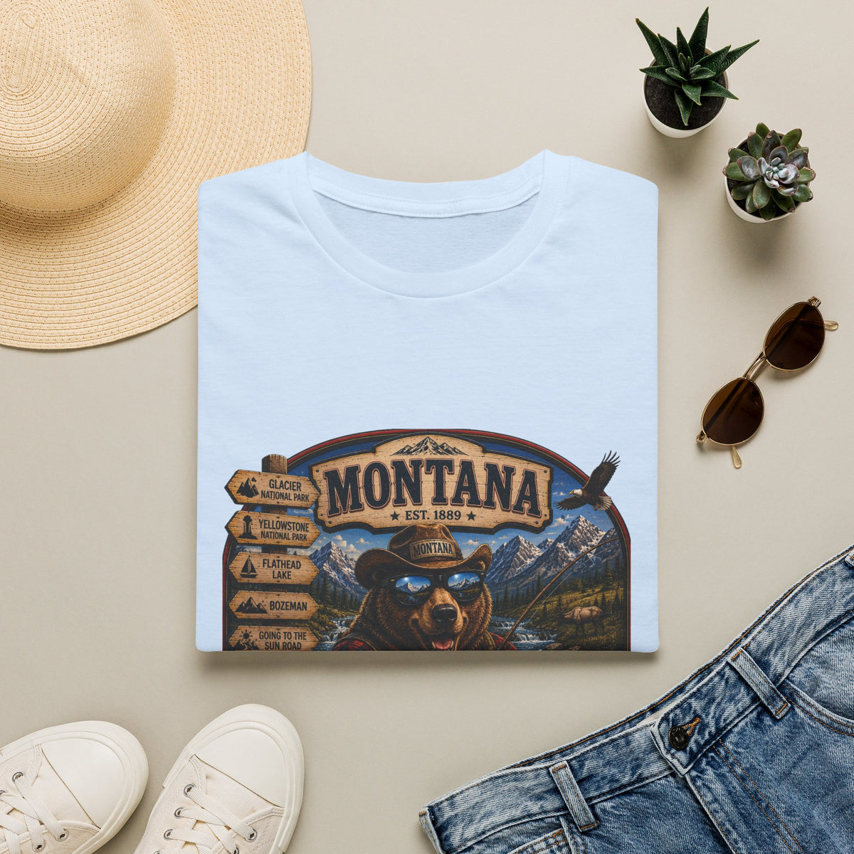 Montana Bear Graphic T-Shirt — Vintage Outdoor Scenic Tee