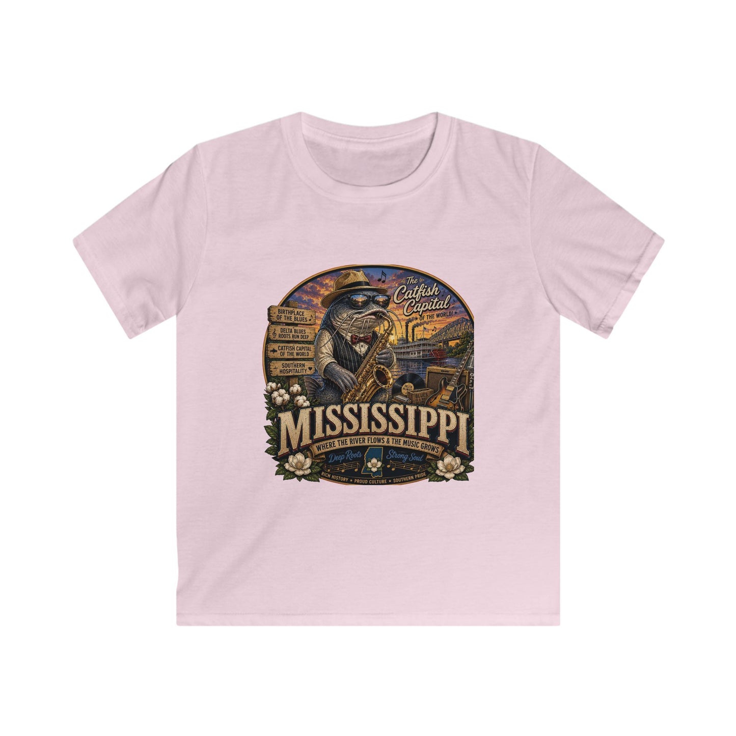 Kids Mississippi State Tee — Vintage Riverboat & Blues Design