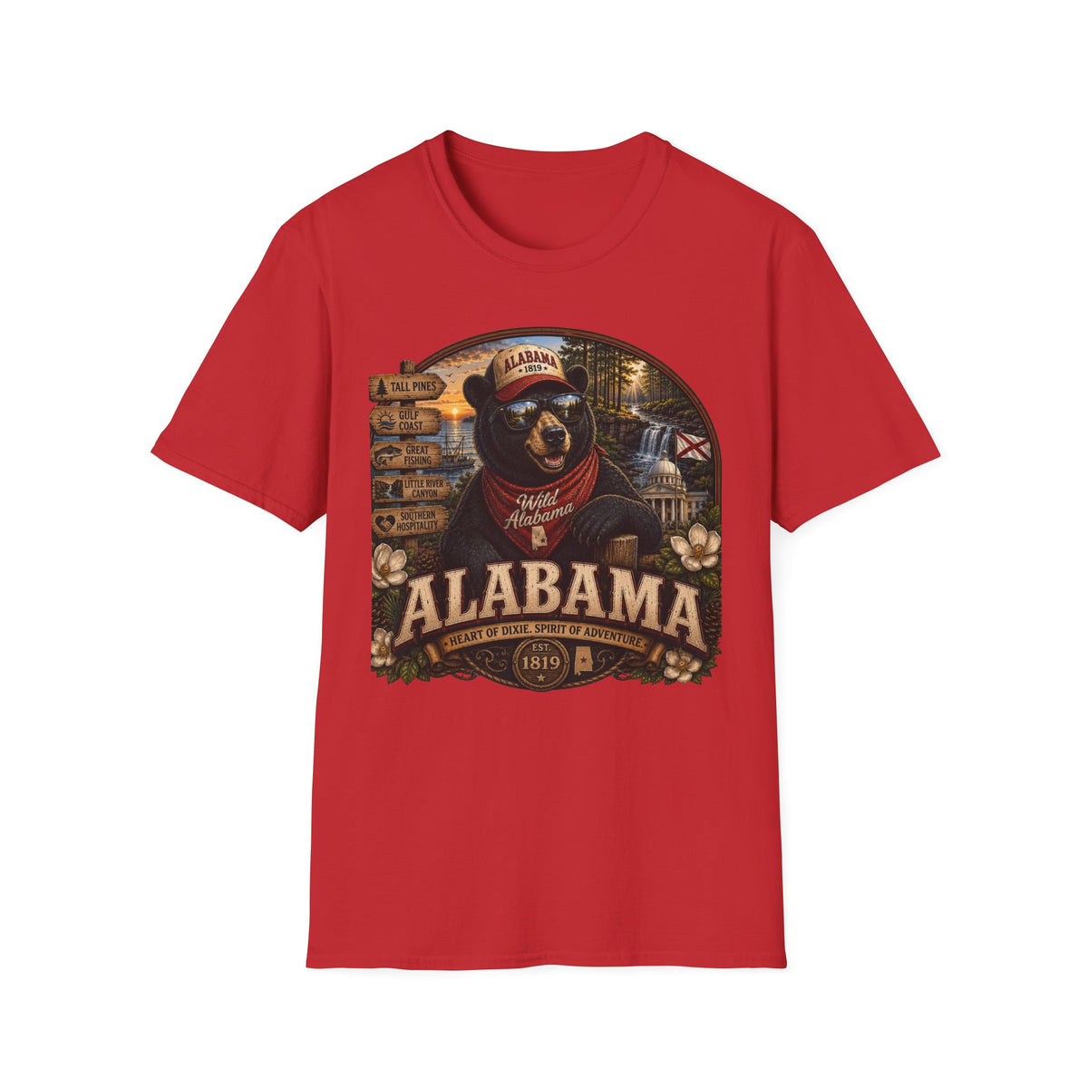 Alabama Bear Graphic T-Shirt — Vintage State Pride Tee