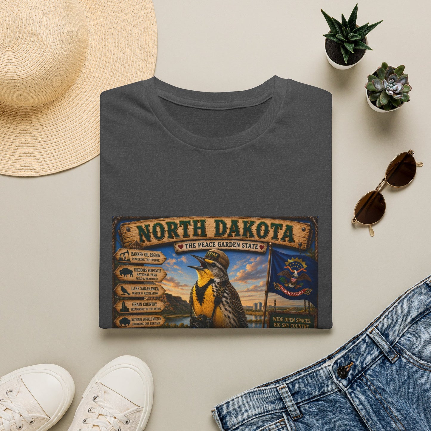 North Dakota State Pride T‑Shirt — "North Dakota: The Peace Garden State" Vintage Travel Design