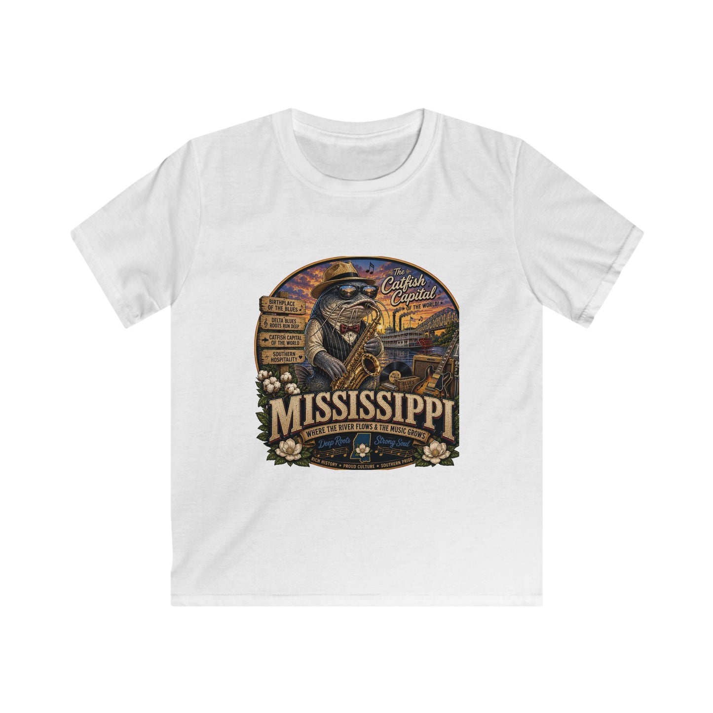 Kids Mississippi State Tee — Vintage Riverboat & Blues Design