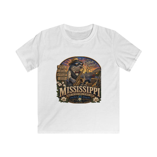 Kids Mississippi State Tee — Vintage Riverboat & Blues Design