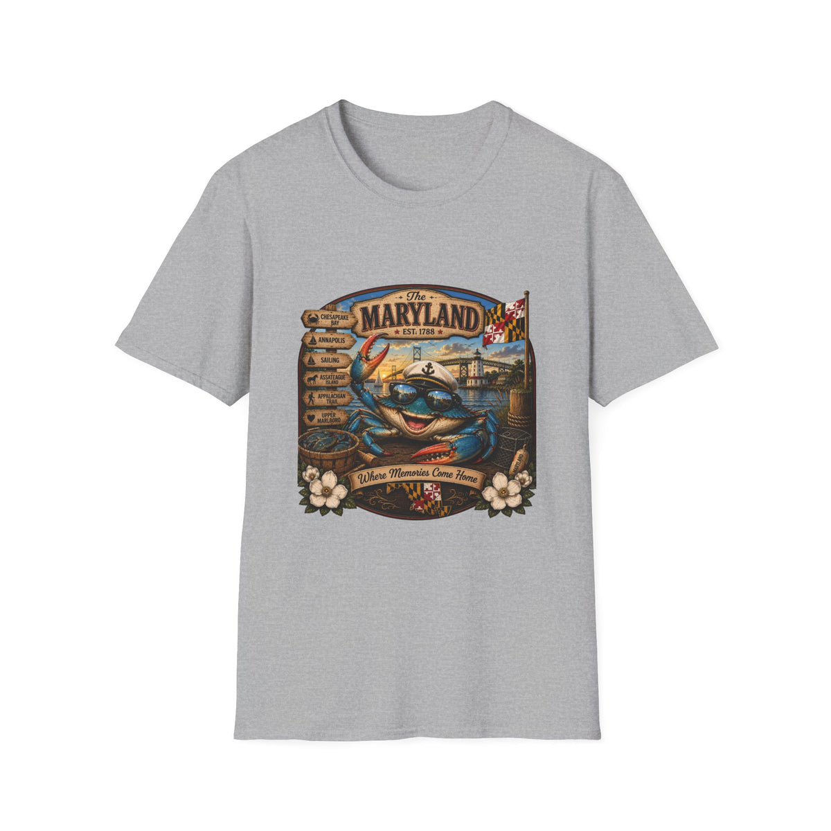 Maryland Vintage Crab T-Shirt – Chesapeake Bay Coastal Travel Tee