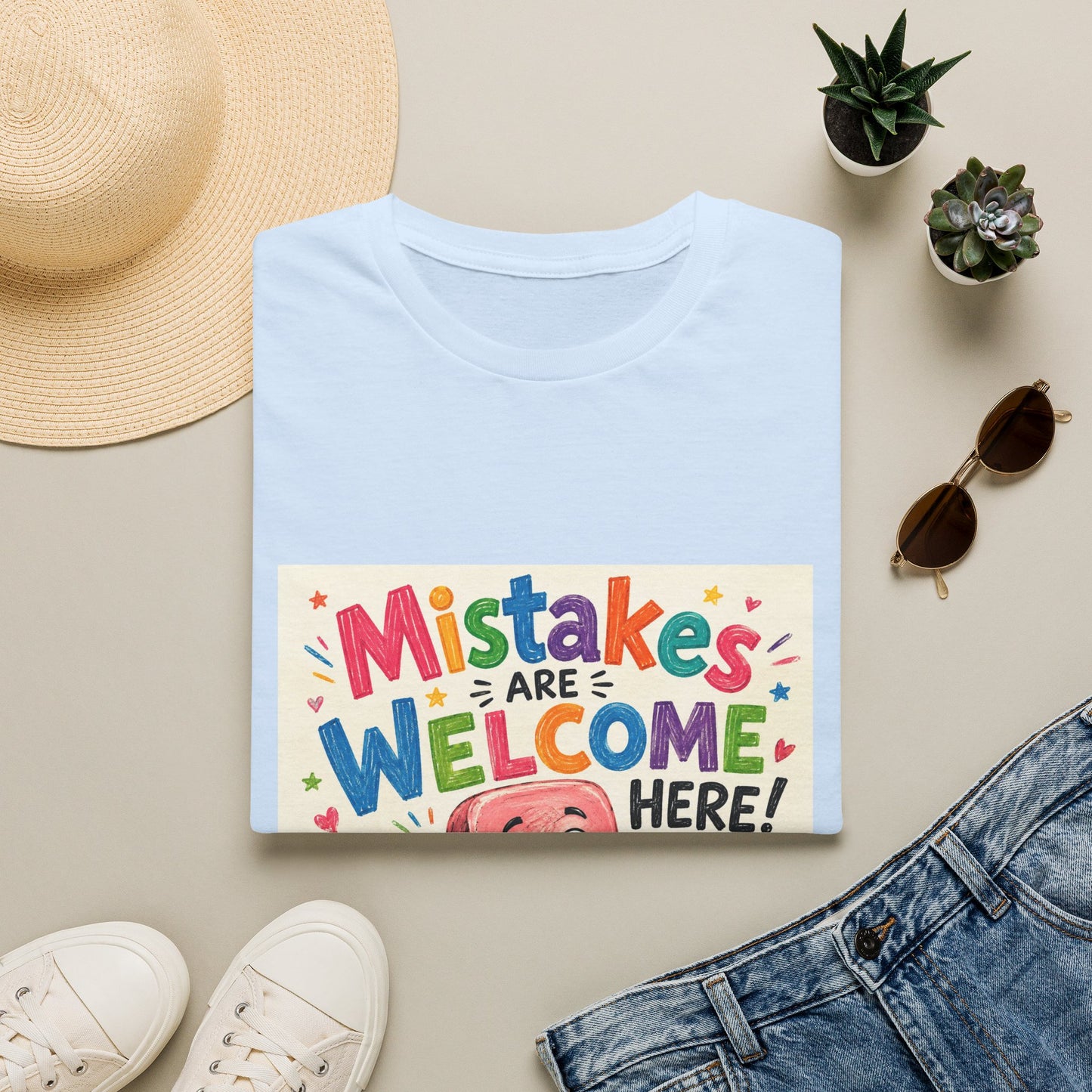 Kids' T-Shirt — "Mistakes Are Welcome Here" Positive Classroom Tee